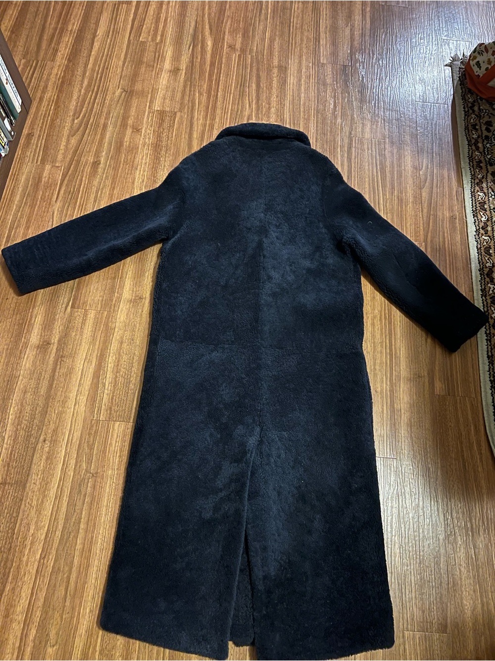Women's Black Long Faux Shearling Pea Coat - Cozy Winter Outerwear